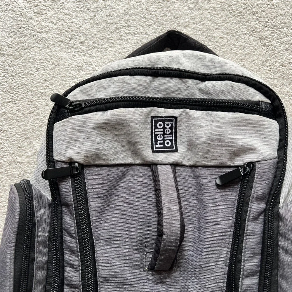 Hello Bello Backpack Diaper Bag‎ Gray Multiple Compartments Travel